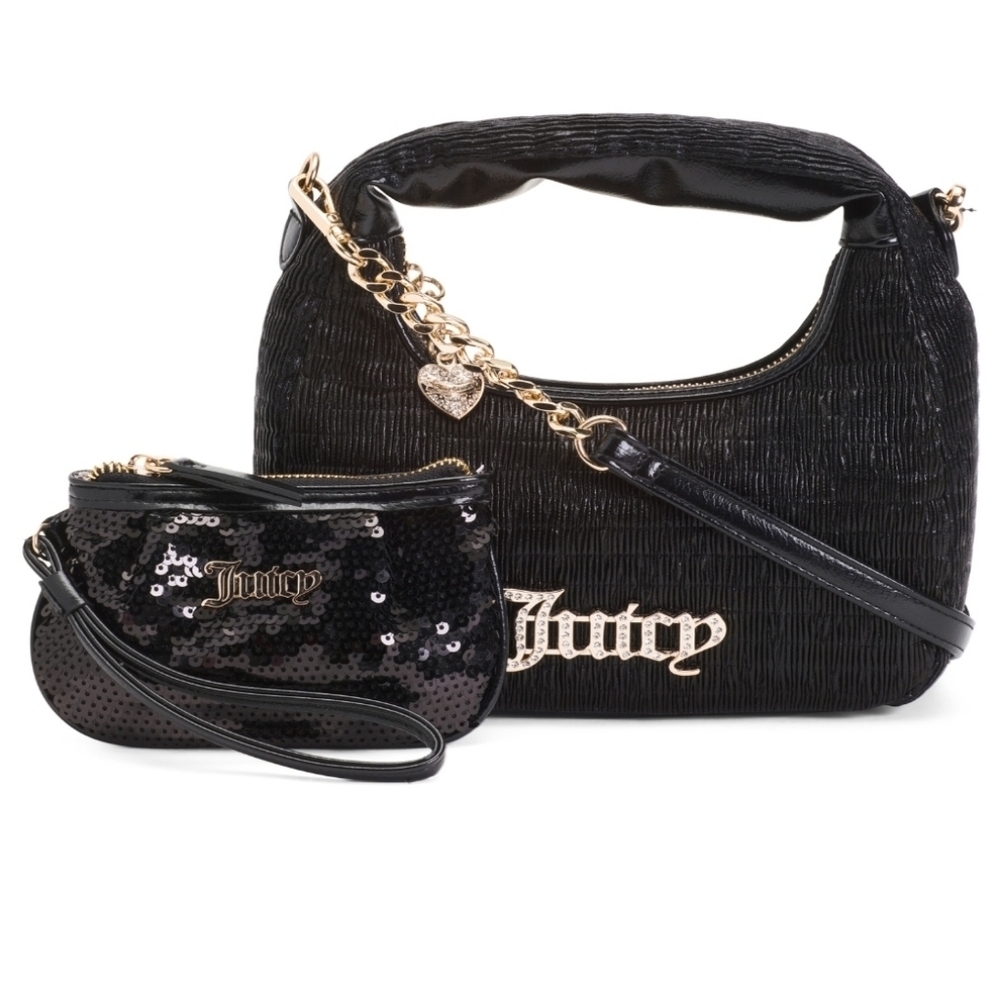 🖤▪️ Juicy Couture▪️ Black Mini Hobo Bag 3 piece Gift Set